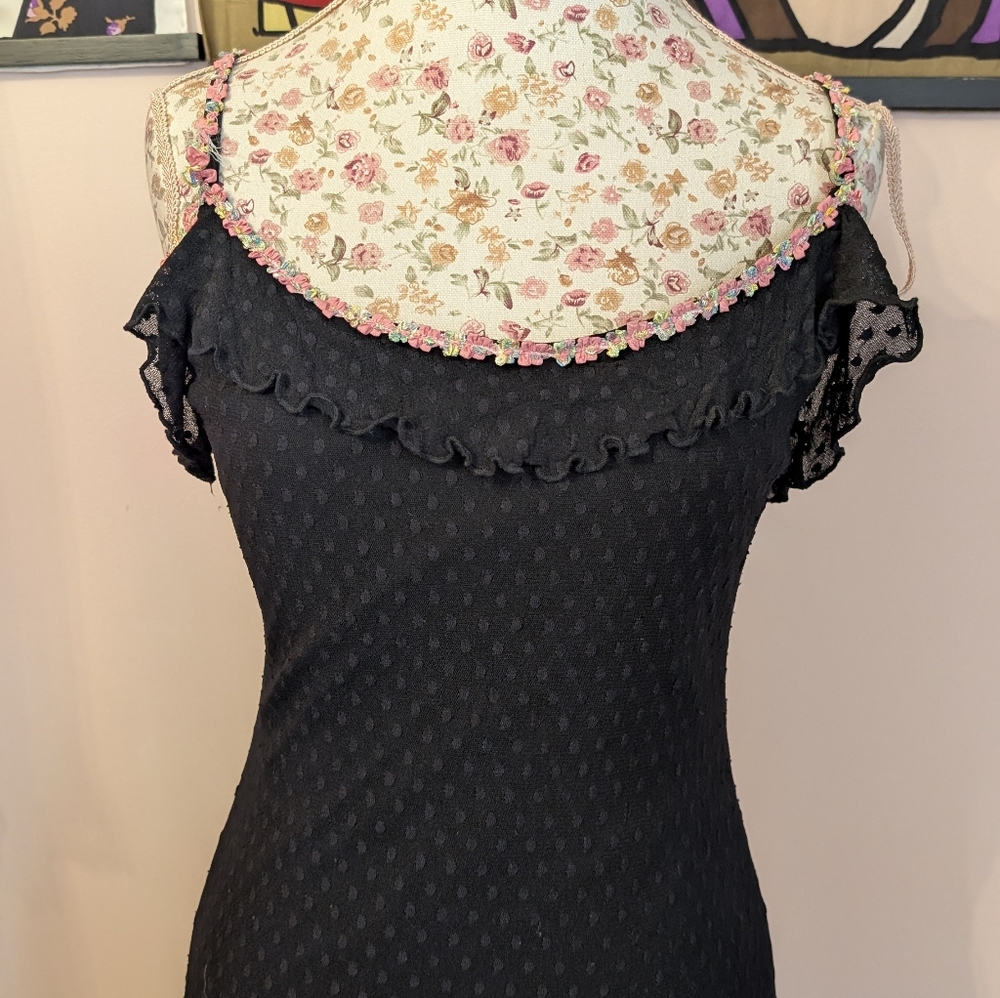 Vintage Betsey Johnson Swiss Dot Ruffled Dress - Picture 2 of 7